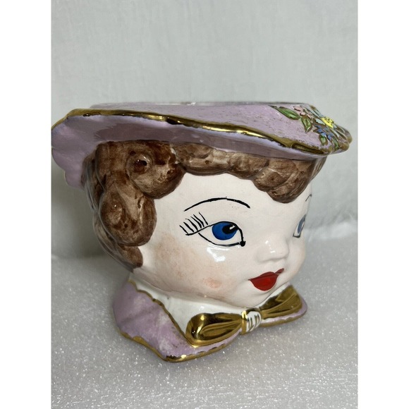 HTF VINTAGE LEFTON Large Lady Head Vase, Home Decor, 1960 - Picture 9 of 11